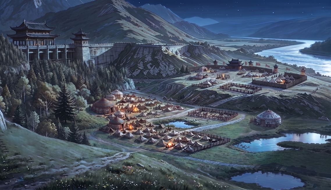 去掉图中所有的人物，保持其他建筑、场景和夜景冷光风格不变预览效果