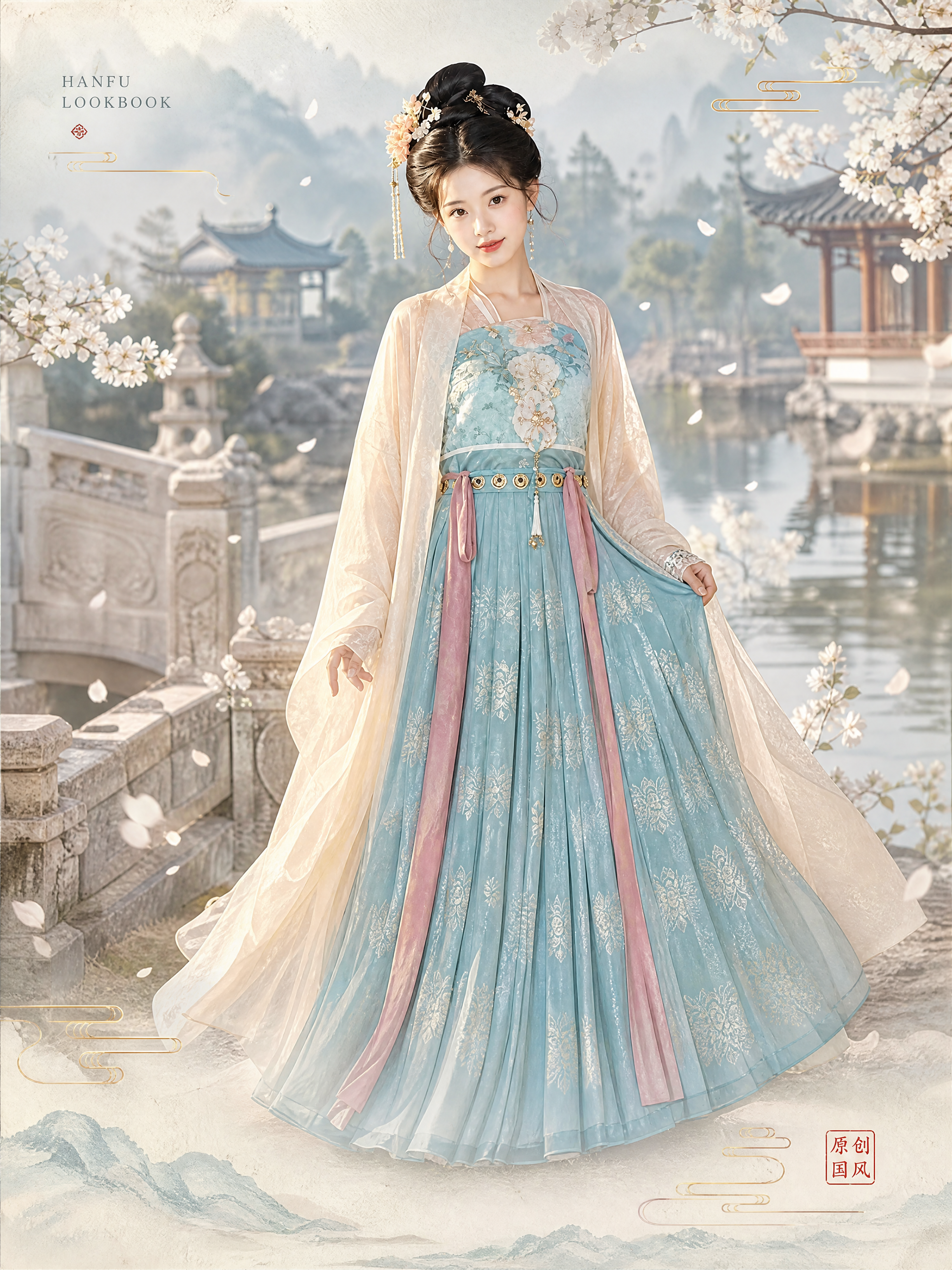 [商品] 使用【图1】原创国风汉服齐胸襦裙+大袖衫套装；商品处… - 图片创意预览