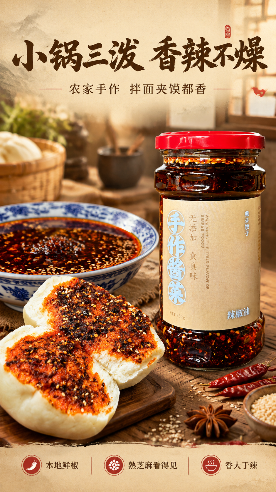 [商品] 使用【图26】红盖透明玻璃瓶辣椒油（完整瓶身、米黄牛… - 图片创意预览