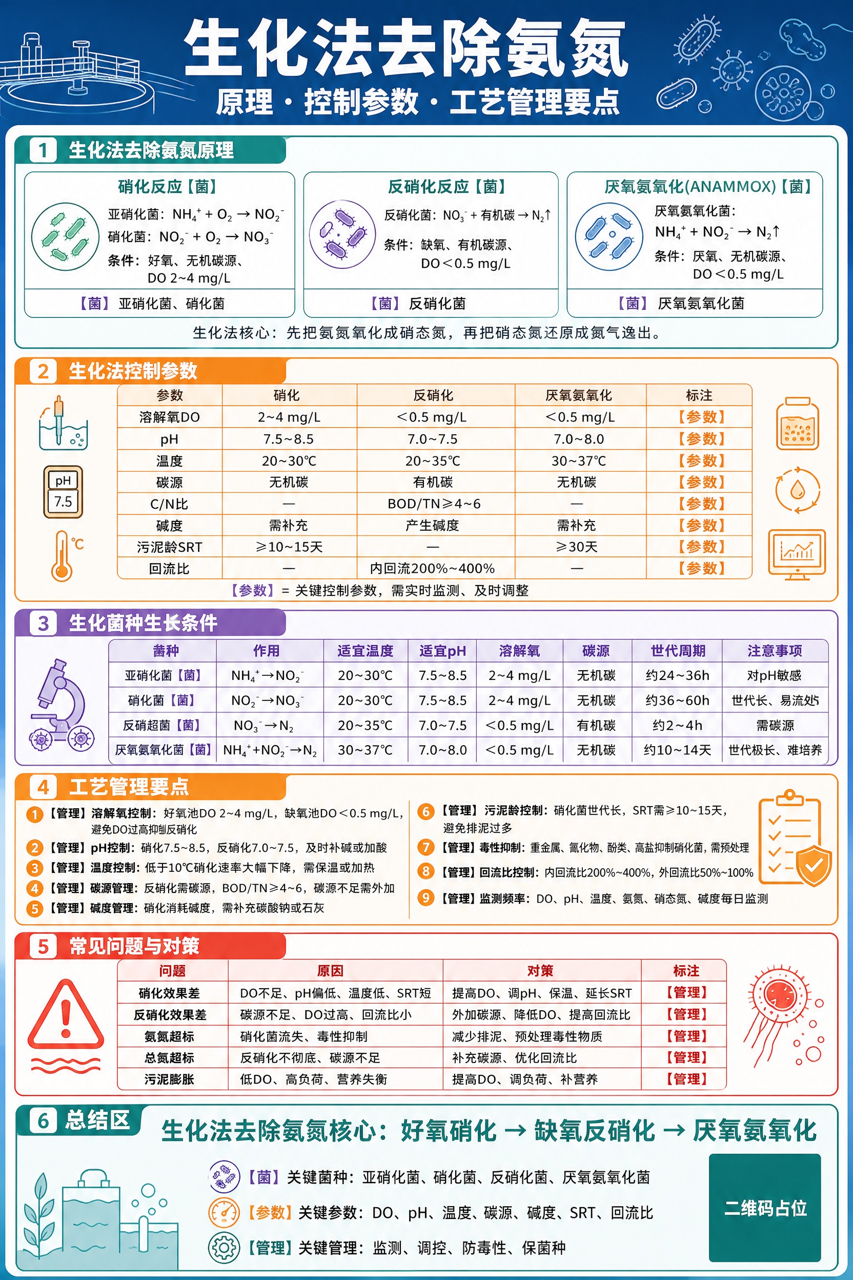 一张竖版A4比例的工业环保风格信息图海报，主题为《生化法去除氨… - 图片创意预览