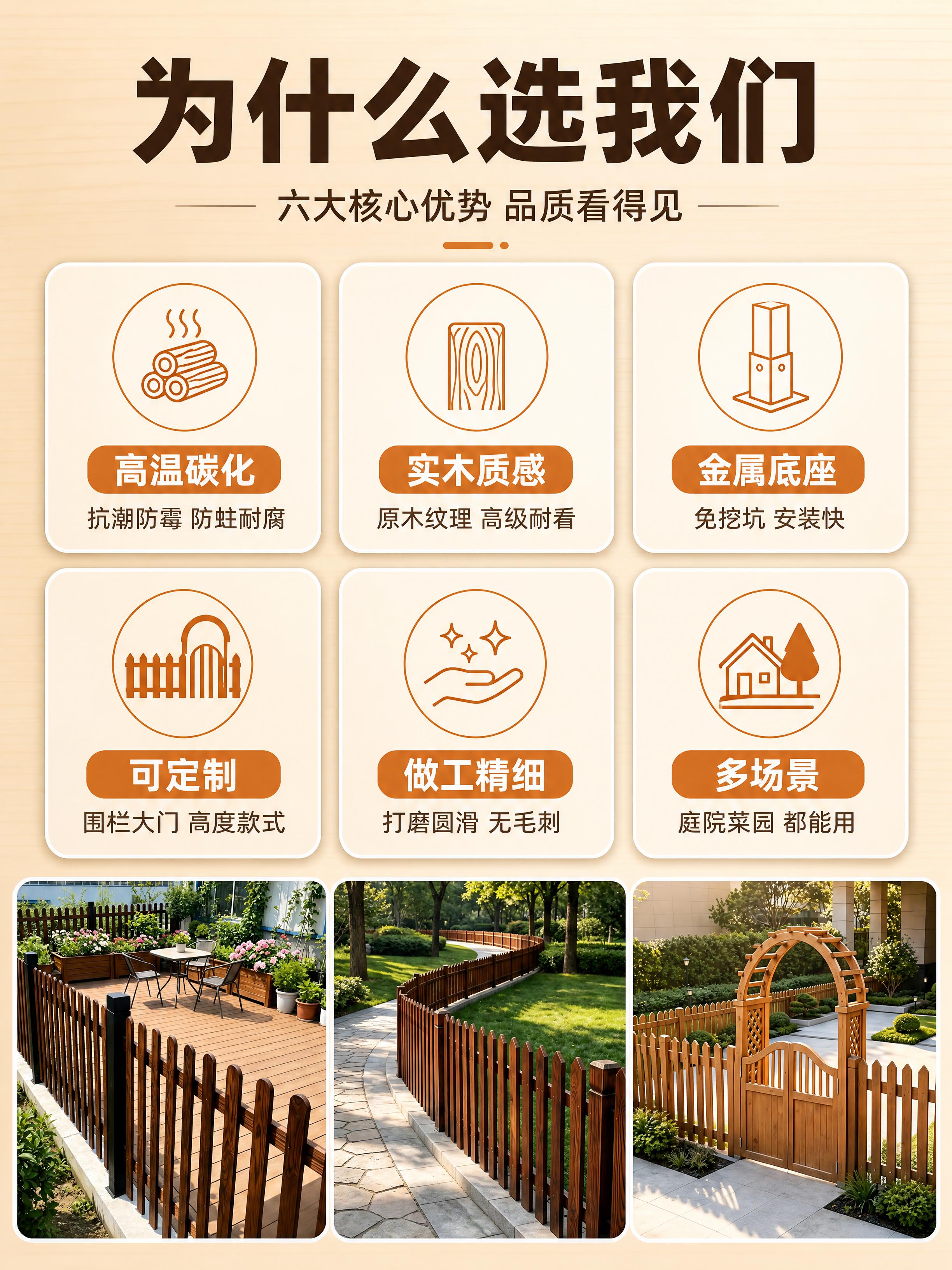 [商品] 使用【图1】【图3】【图10】高温碳化实木围栏及大门… - 图片创意预览