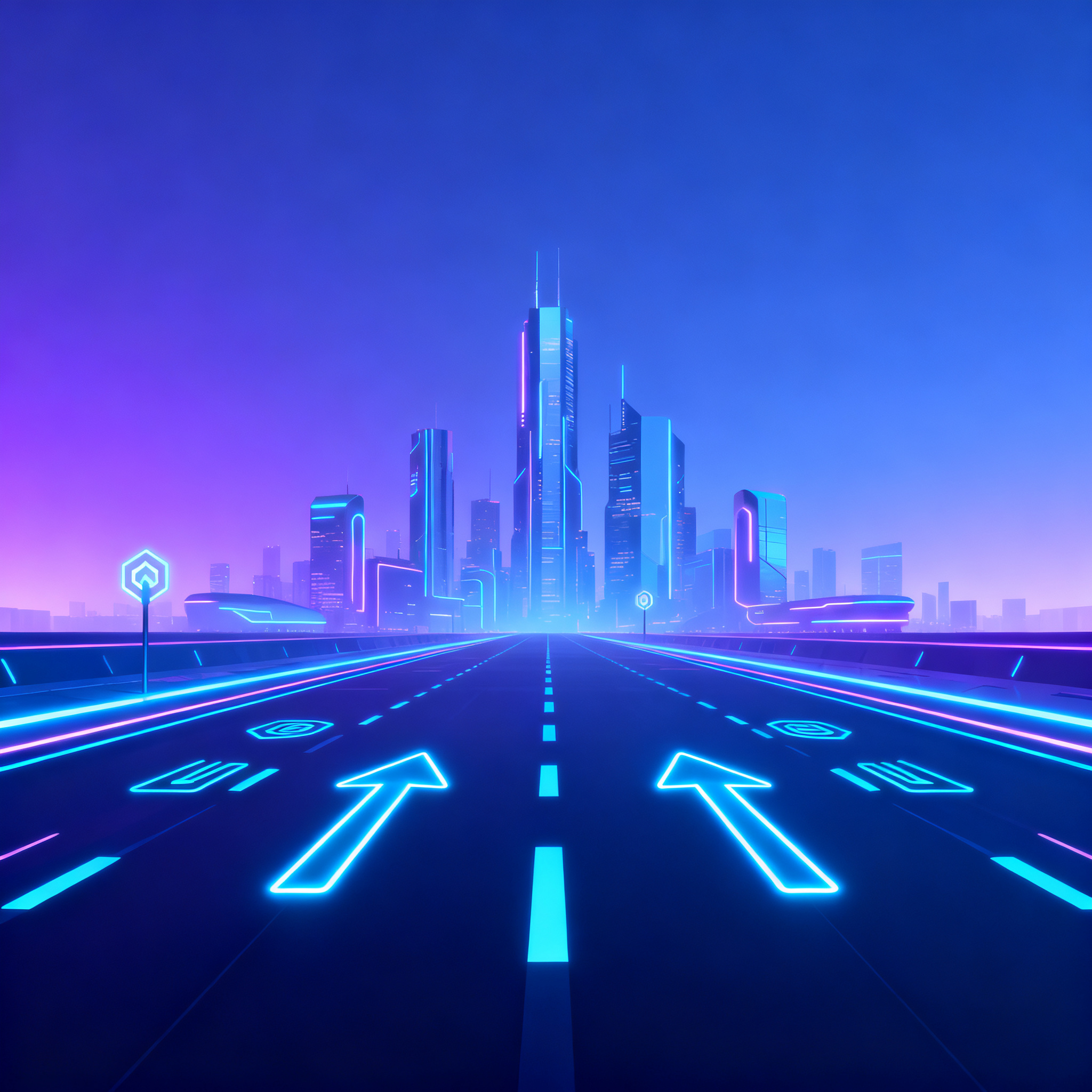 充满未来科技感的智能道路背景，城市中延伸的智能道路搭配发光智能… - 图片创意预览