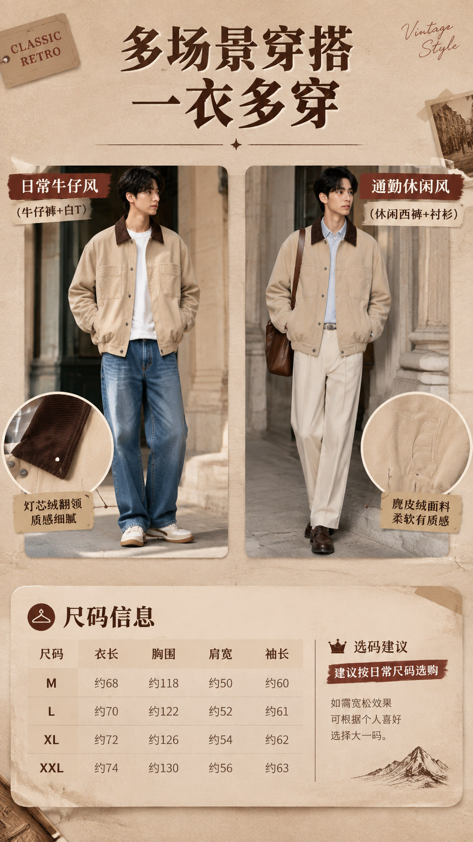 [商品] 使用【图1】卡其色灯芯绒领麂皮绒夹克；商品处理：保留… - 图片创意预览