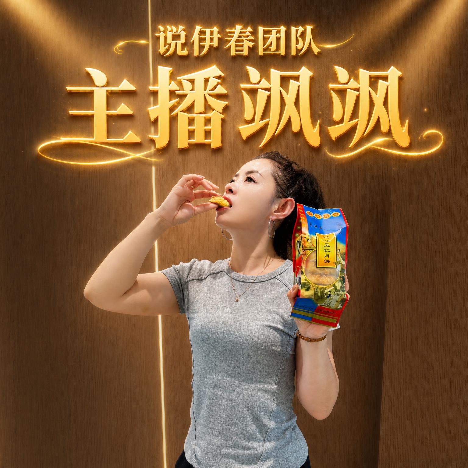 基于第一张人物照片制作抖音封面，保留人物主体和手持月饼的动作，… - 图片创意预览
