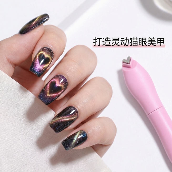 以图中的猫眼磁铁吸铁石为元素,欧美女人在做美甲,设计6张跟猫眼磁铁吸铁石有关的图,物体主体特征不变,比例 「1:1」预览效果