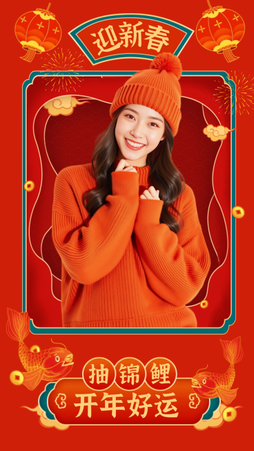 春节节日祝福通用喜庆感手机海报预览效果
