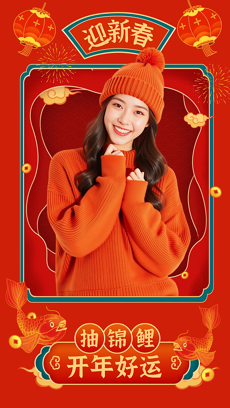 春节节日祝福通用喜庆感手机海报