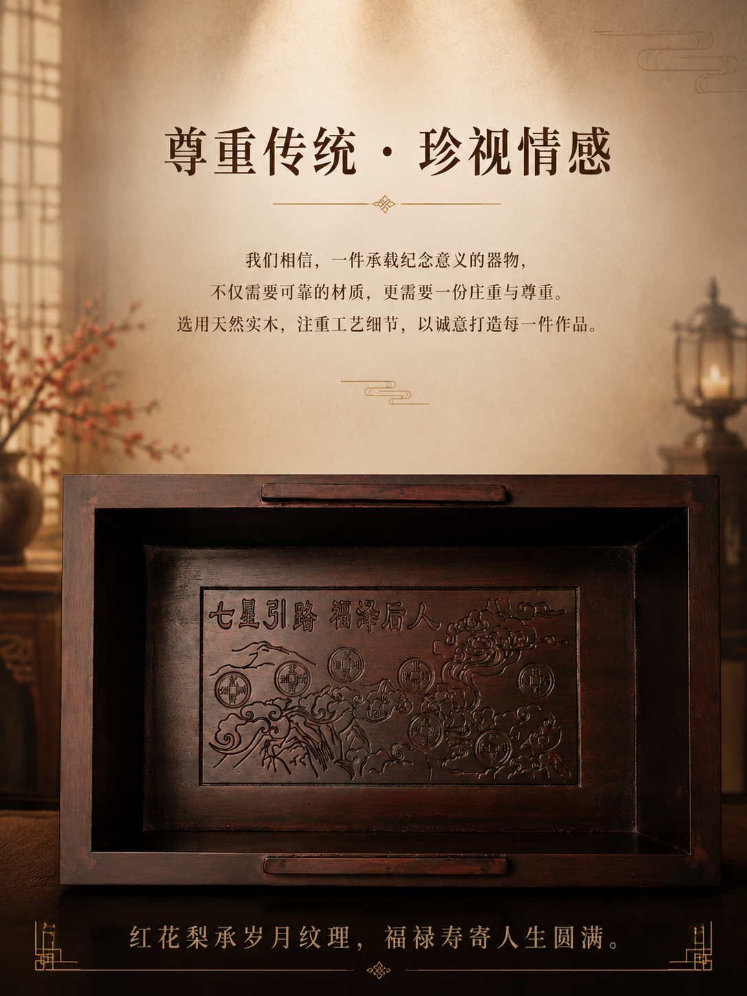 [商品] 使用【图9】福禄寿红花梨实木骨灰盒内部雕刻图；保留内… - 图片创意预览