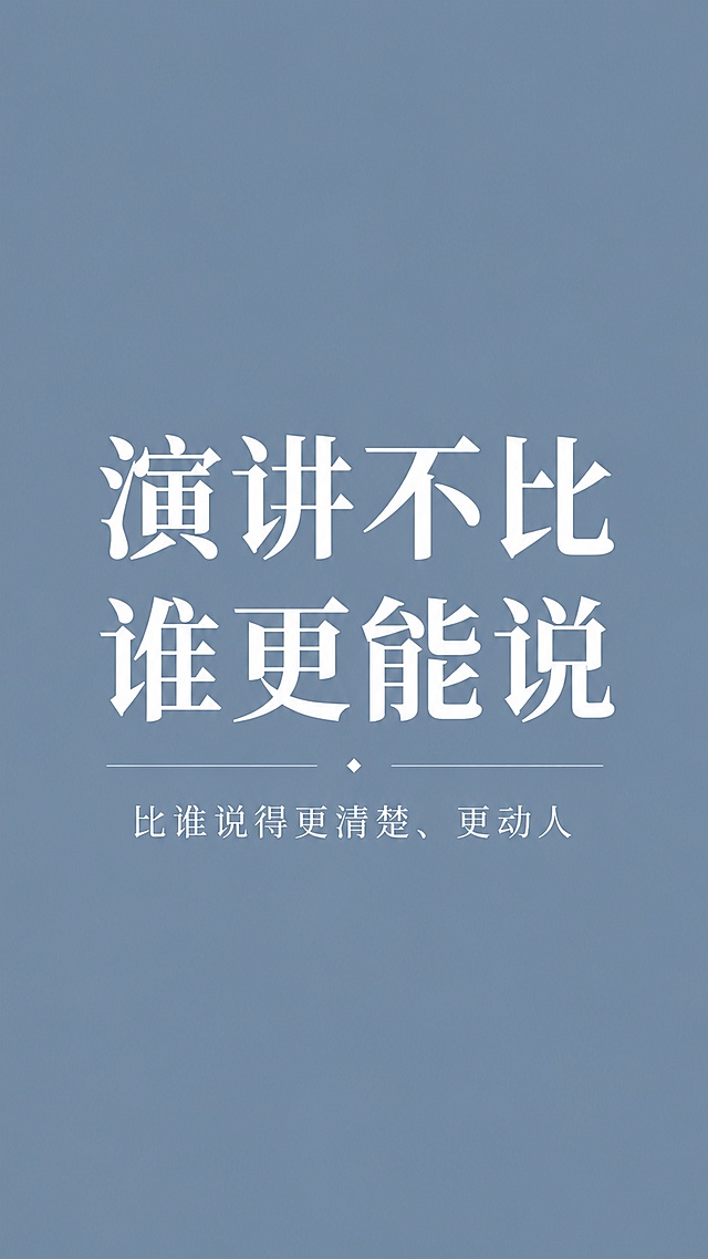 第 1 张（封面）
底色：莫兰迪雾霾蓝
主标题（大字体）：演讲和聊天，根本不是一回事
副标题（小字体）：90% 的人都搞错了
底部小字：壹飞的慢演讲
第 2 张（内页・对比 1-2）
底色：浅米白
主标题：两个核心区别
表格排版：
表格
聊天	演讲
目的	可以没目的，随便聊	一定有明确目标
逻辑	可以跑题，随意跳	需要清晰的结构
第 3 张（内页・对比 3）
底色：浅米白
主标题：最容易忽略的区别
正文：
聊天：说自己想说的
演讲：说听众想听的
站在对方角度，才是好表达的开始
第 4 张（收尾・金句）
底色：雾霾蓝
白色文字：演讲不比谁更能说
白色小字：比谁说得更清楚、更动人