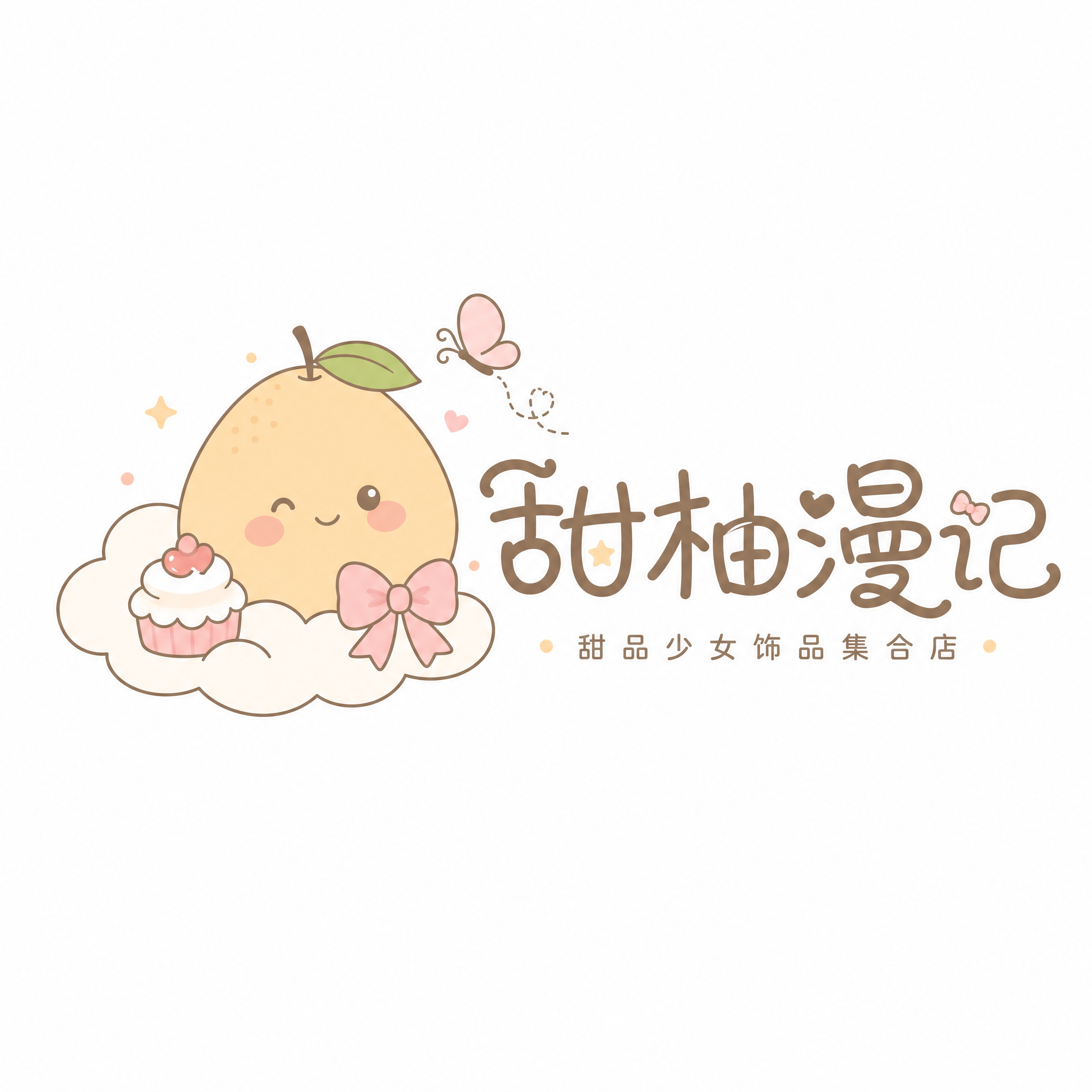 矢量品牌logo设计，店铺名"甜柚漫记"，甜品少女饰品集合店，… - 图片创意预览