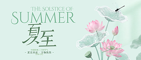 中国风夏至清新淡雅通用节气祝福公众号首图