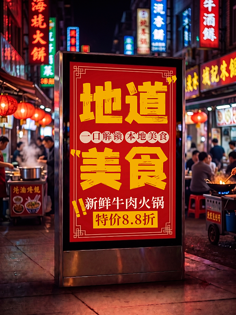 爆款大字美食广告牌小红书封面aigc