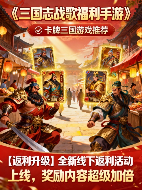 生成一款回合卡牌三国手游风格的宣传图片10张，“《三国志战歌0.05折 、三国志战歌折扣手游、三国志战歌福利手游》” 为主标题 “✅ 热门卡牌回合游戏推荐、✅竖屏三国游戏推荐、✅ 卡牌三国游戏推荐、”预览效果