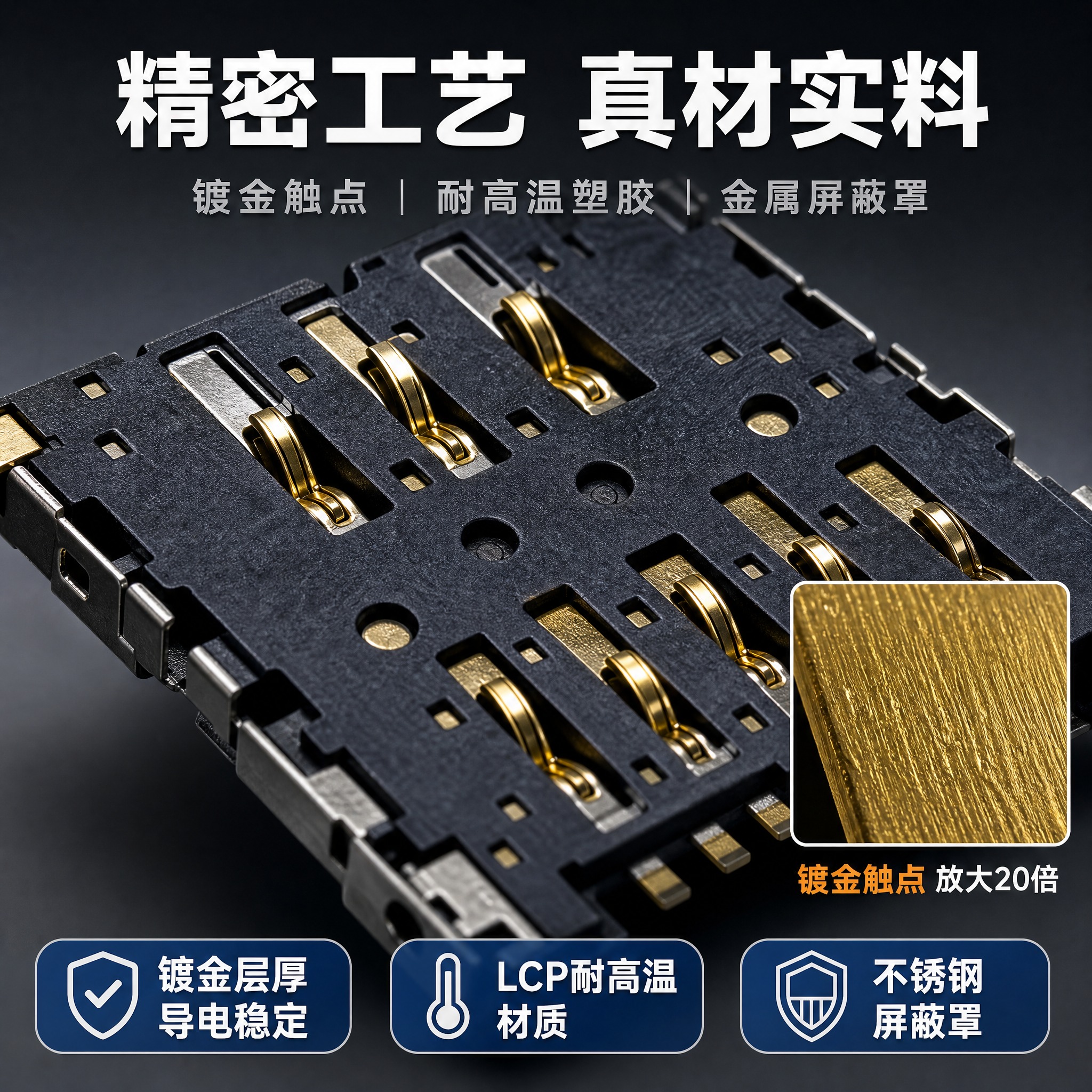 [主图-3] NANO SIM卡座 自弹式手机卡槽 材质工艺细… - 图片创意预览