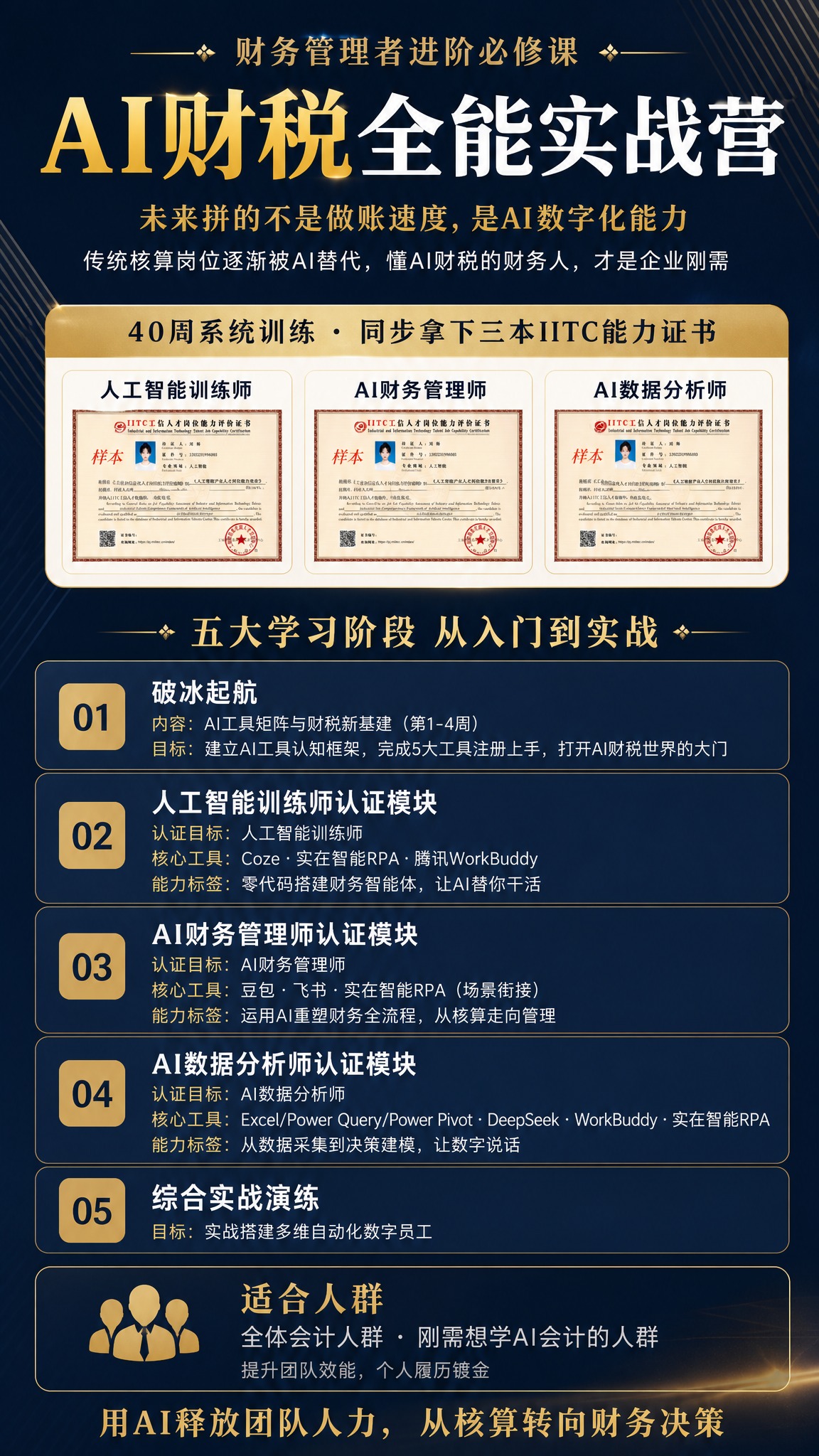 重新设计一张9:16竖版课程招生海报，主题为「AI财税全能实战… - 图片创意预览
