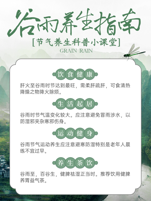谷雨节气养生科普小红书封面预览效果