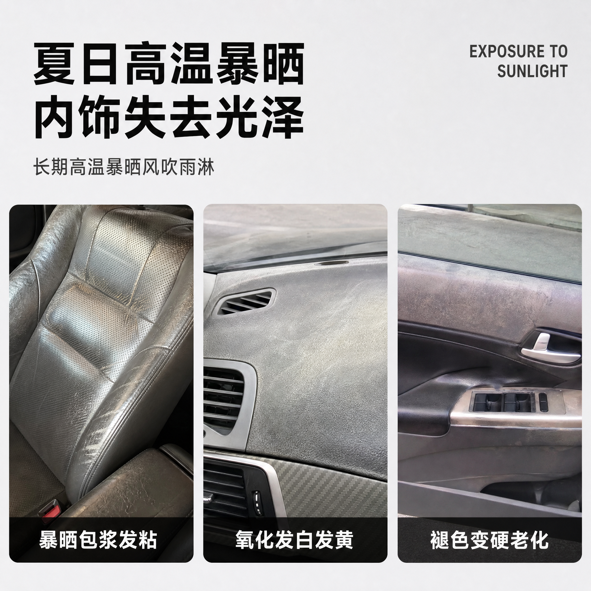 抖音电商商品详情图，1:1比例，浅灰白色简约干净背景，汽车内饰… - 图片创意预览