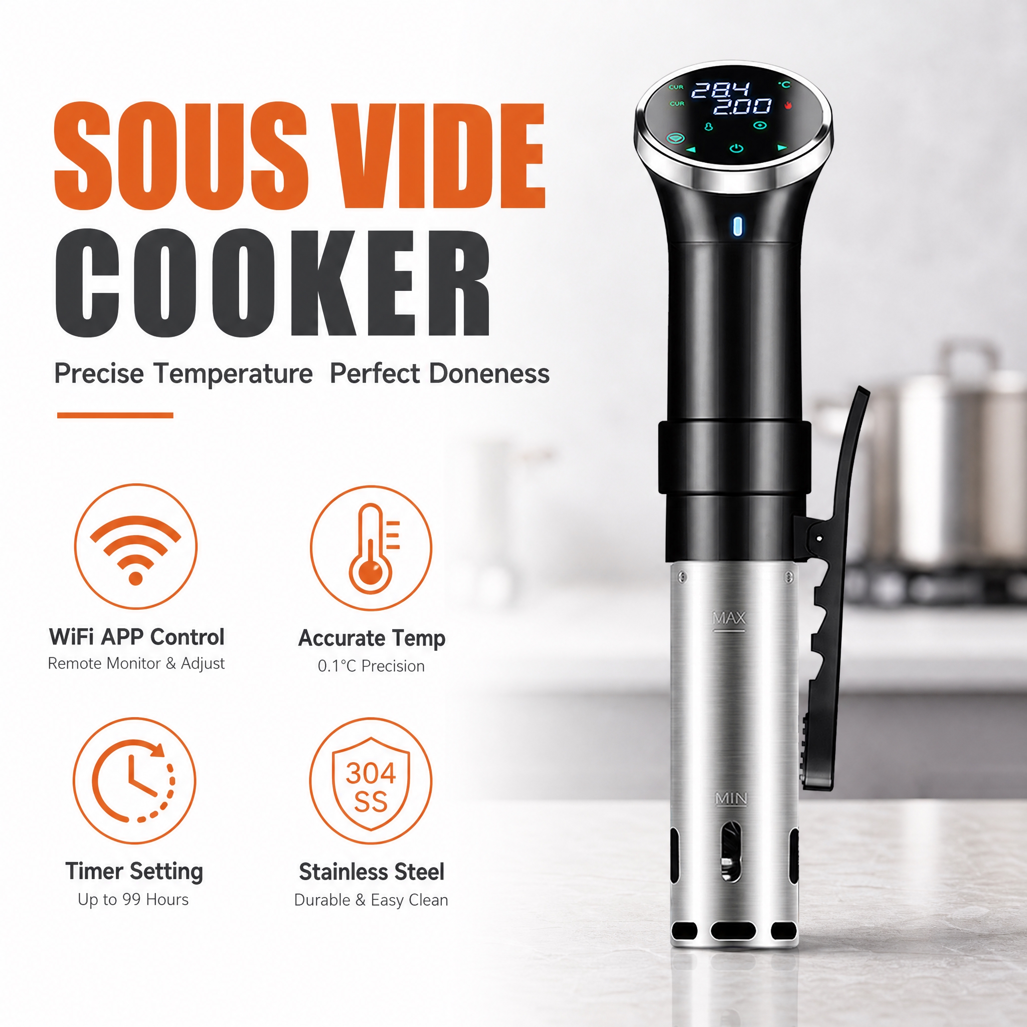 [单张主图] Sous Vide Cooker 低温慢煮机，爆… - 图片创意预览