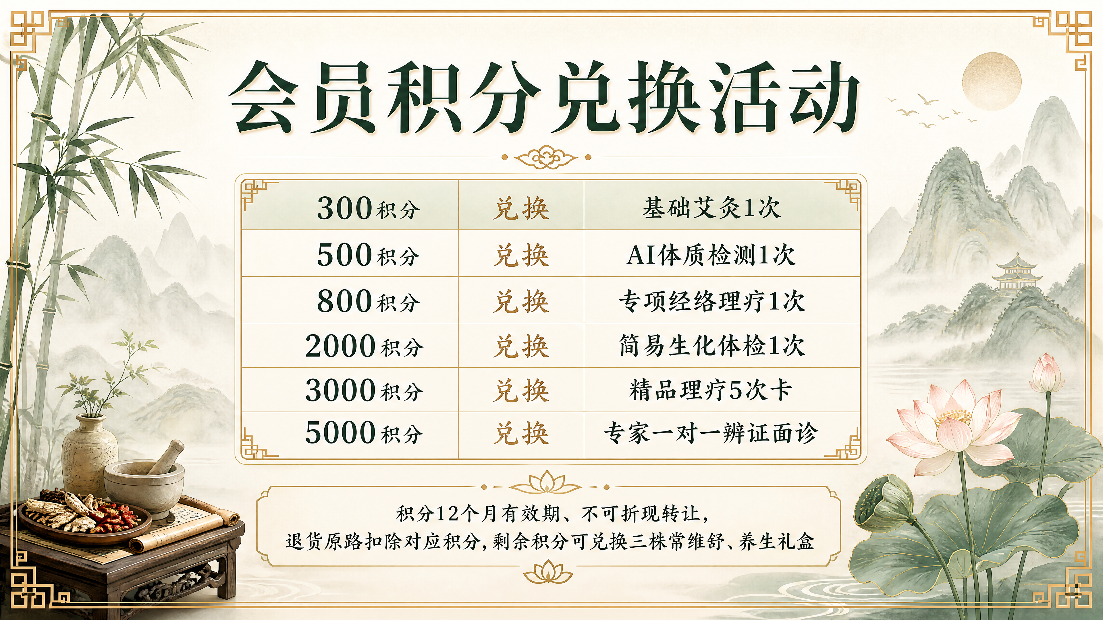 做一张积分兑换海报： 所需积分 可兑换项目 备注 300 基础… - 图片创意预览