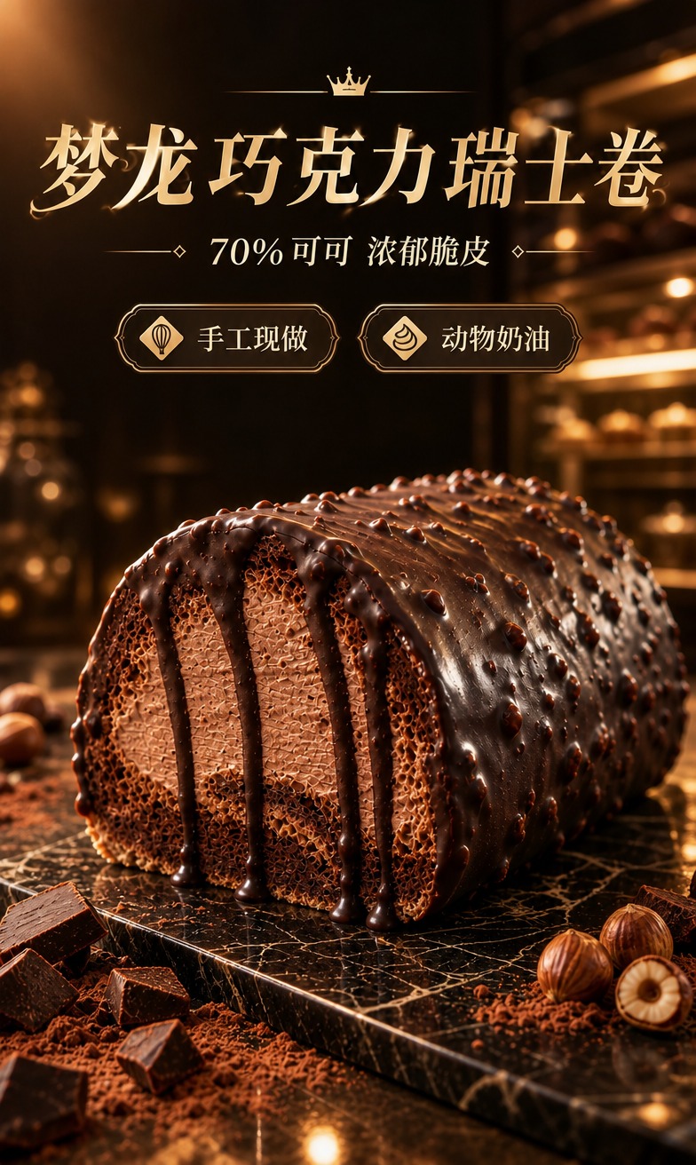 [商品] 使用【图1】梦龙巧克力瑞士卷；保留巧克力脆皮颗粒质感… - 图片创意预览