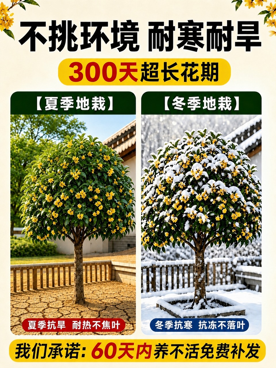将左侧【夏季地栽】图中的地面改为明显干旱的状态：地面泥土干裂，… - 图片创意预览