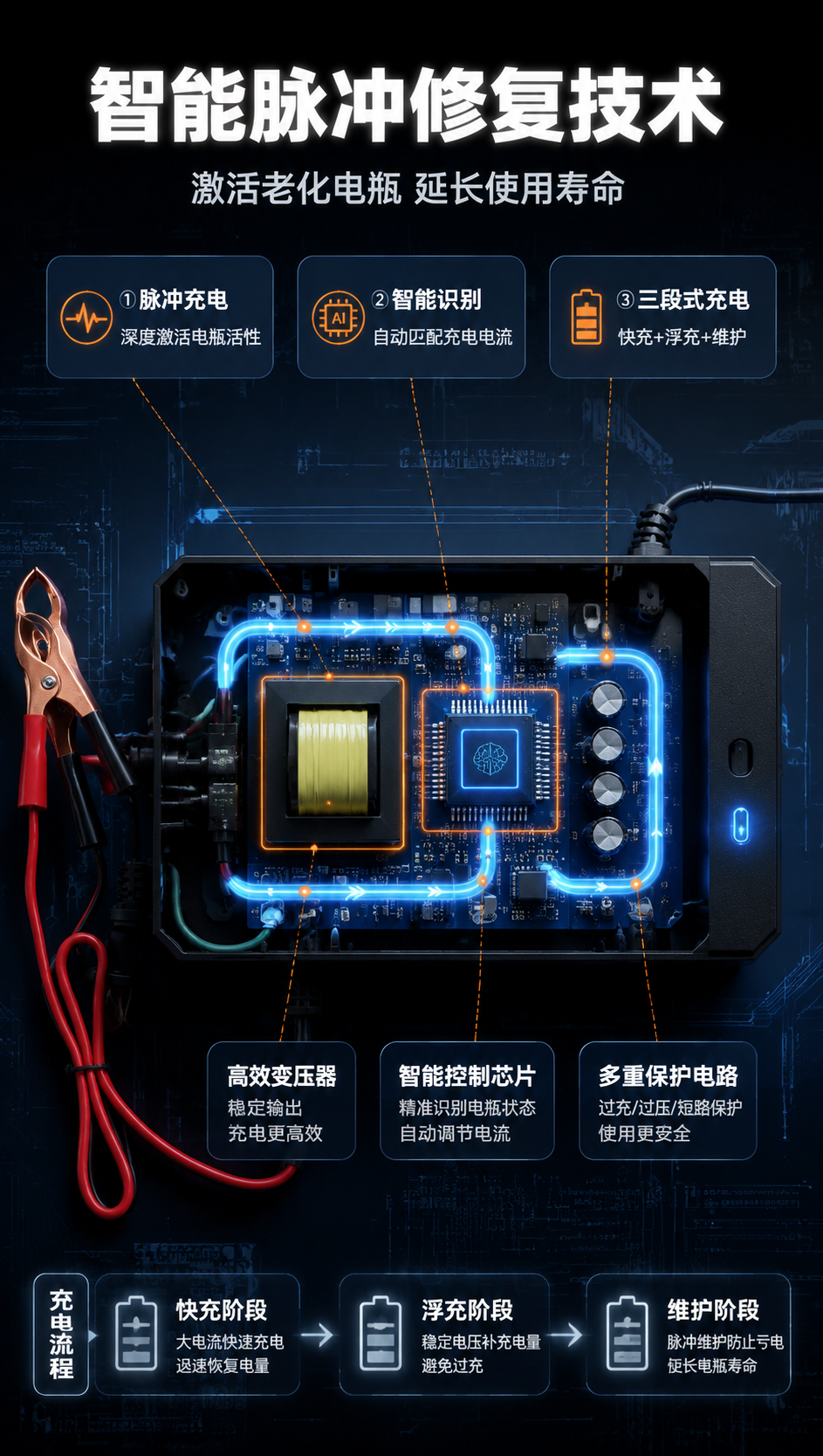 [商品] 使用【图1】12V智能电瓶充电器，保留黑色主机外形、… - 图片创意预览