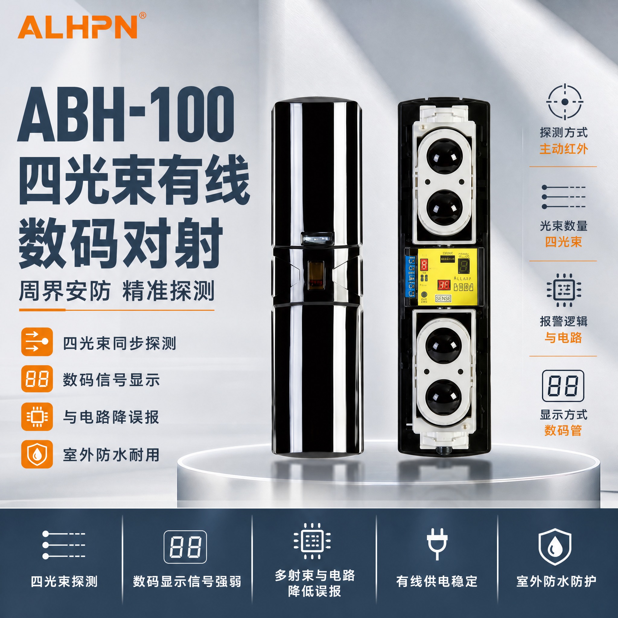 ABH-100四光束有线数码对射电商主图，品牌首图海报风格，产… - 图片创意预览