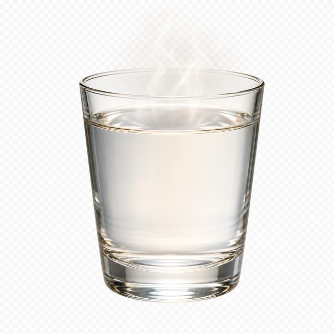 生成45℃温水，透明玻璃杯装着泡奶，拟物渲染，用于饮水机图标，彩色，去掉底色，不要有其他设备，杯子尺寸参考给定图片预览效果