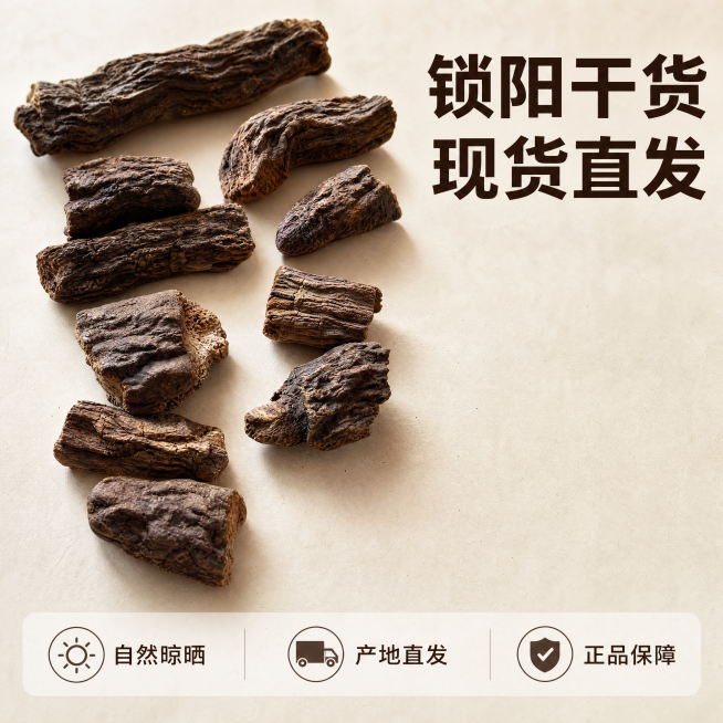 [主图-5] 服务承诺与产品规格转化图
[氛围风格] 干净可信，打消购买顾虑
[画质] 商业摄影质感，清晰通透，简洁高级
[元素] 保持锁阳断节产品外观纹理、深棕颜色与输入产品图绝对一致，杜绝变形和色预览效果