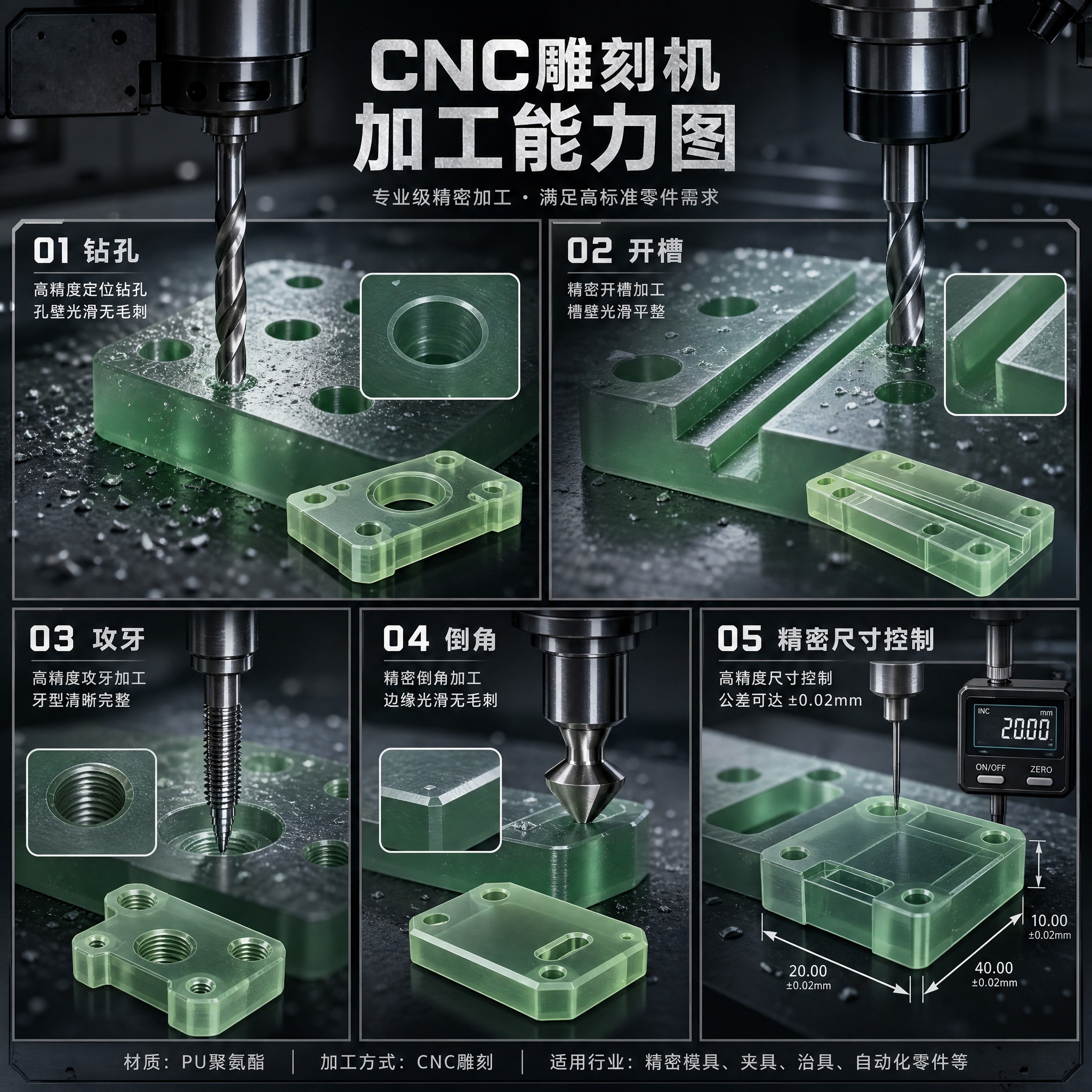 硬核工业风加工能力图，1:1正方形构图，深灰金属工业背景，冷调… - 图片创意预览