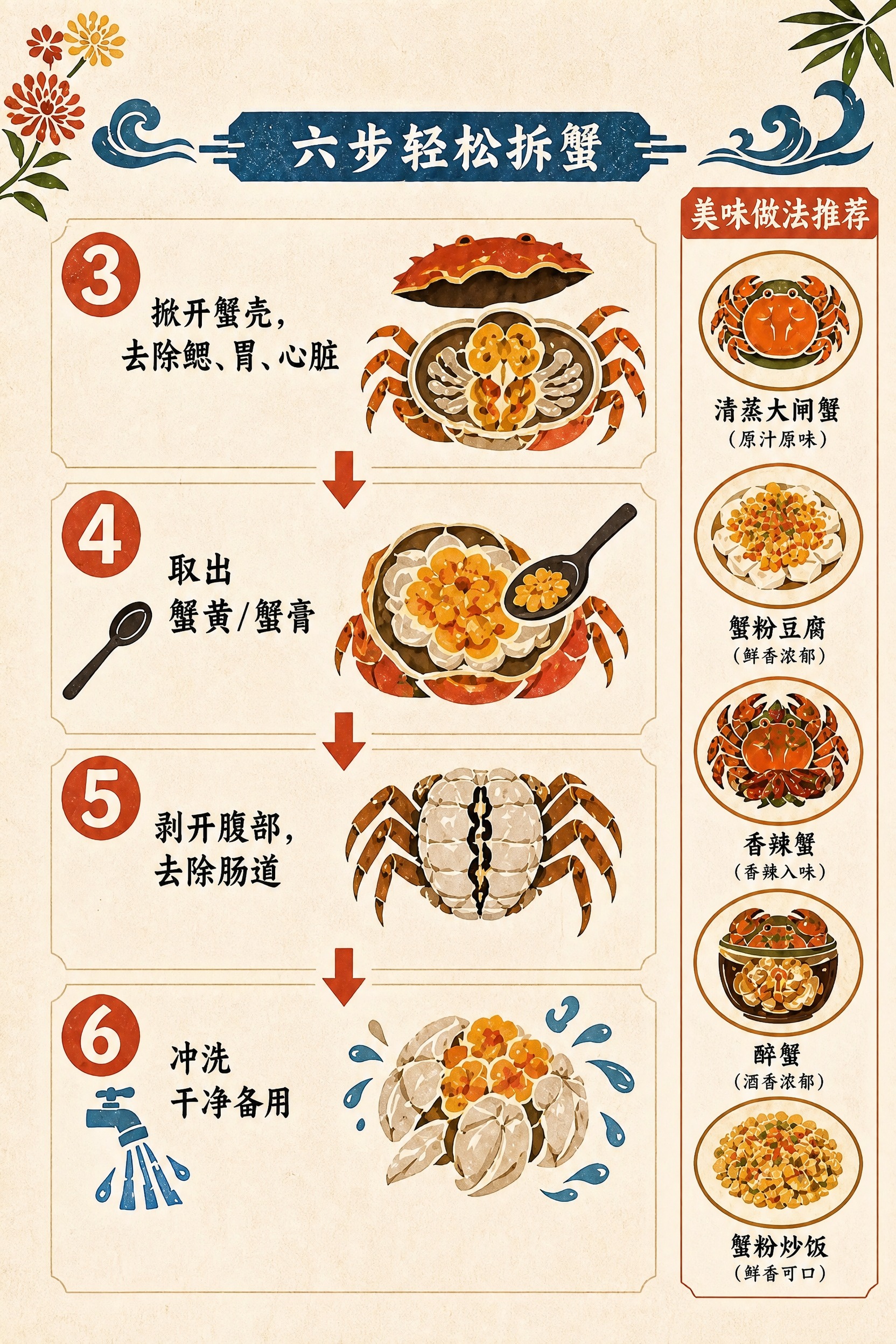 基于参考图，将内容重新排版为第二张拆分图：顶部保留'六步轻松拆… - 图片创意预览