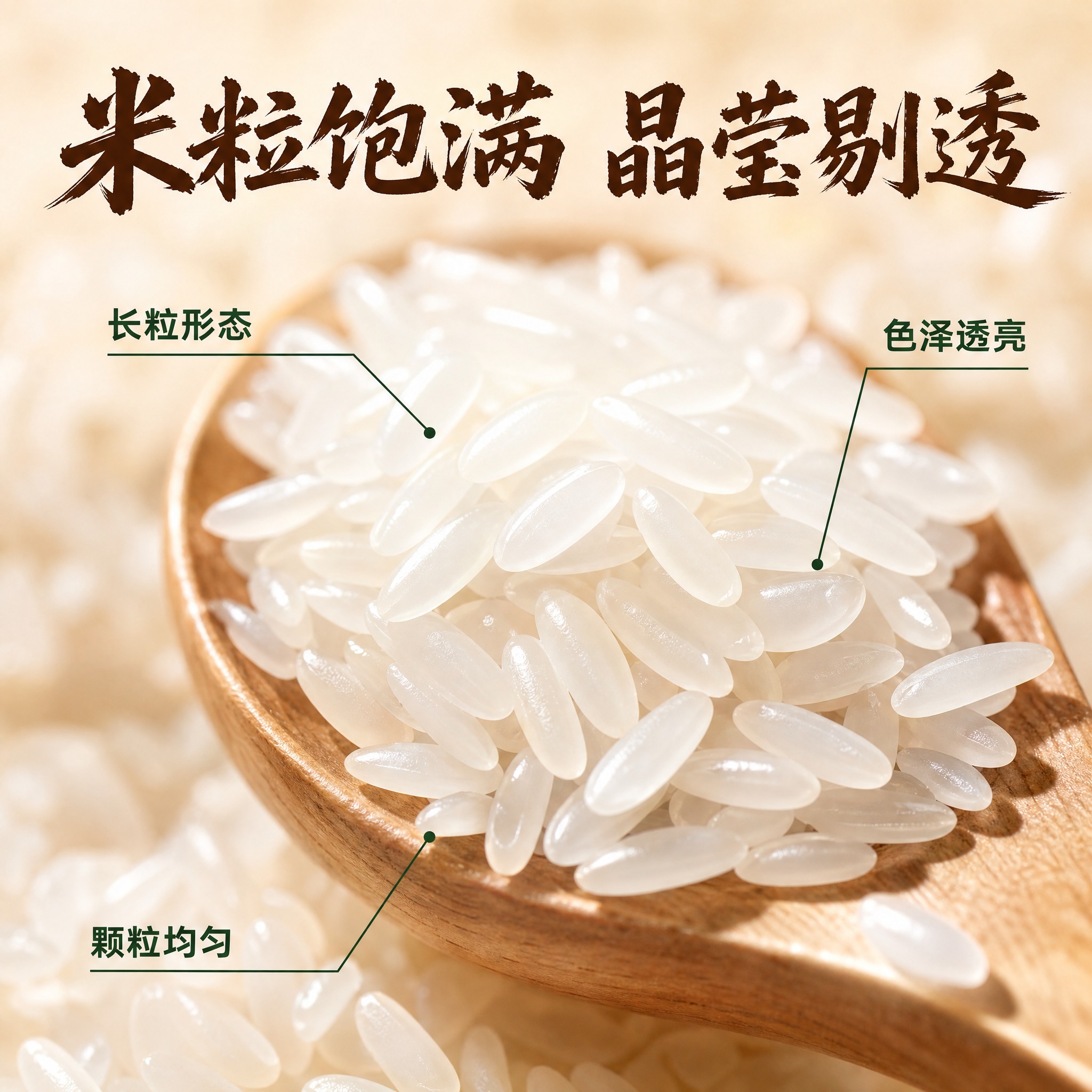 [主图-3 五常大米细节图] 米粒饱满微距特写 长粒形 晶莹剔… - 图片创意预览