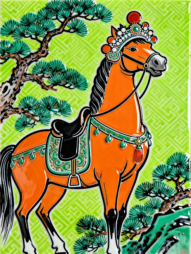 刀马刀马，瓷板画