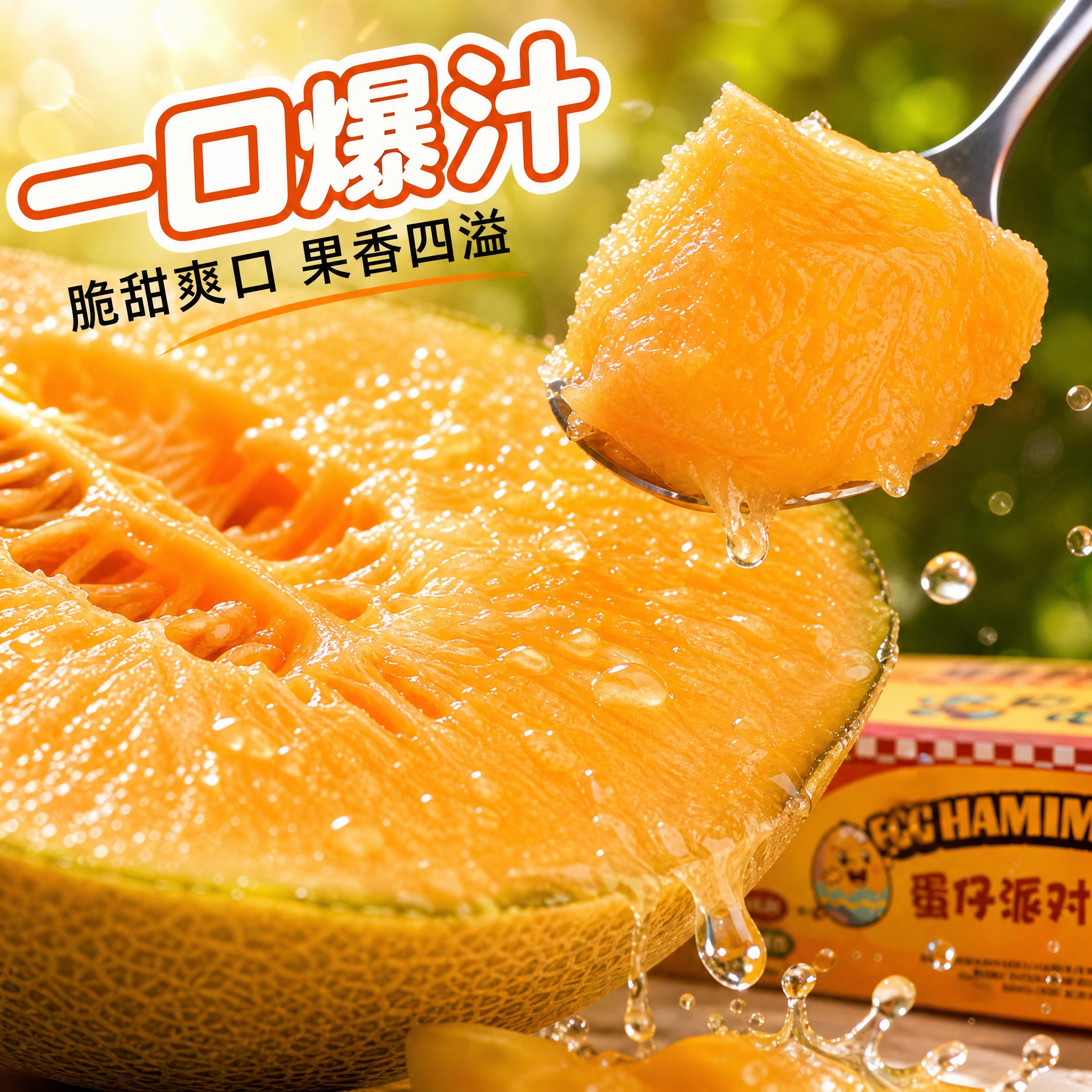 [主图-3] 细节微距种草图，主题：哈密瓜果肉微距细节，展示极… - 图片创意预览