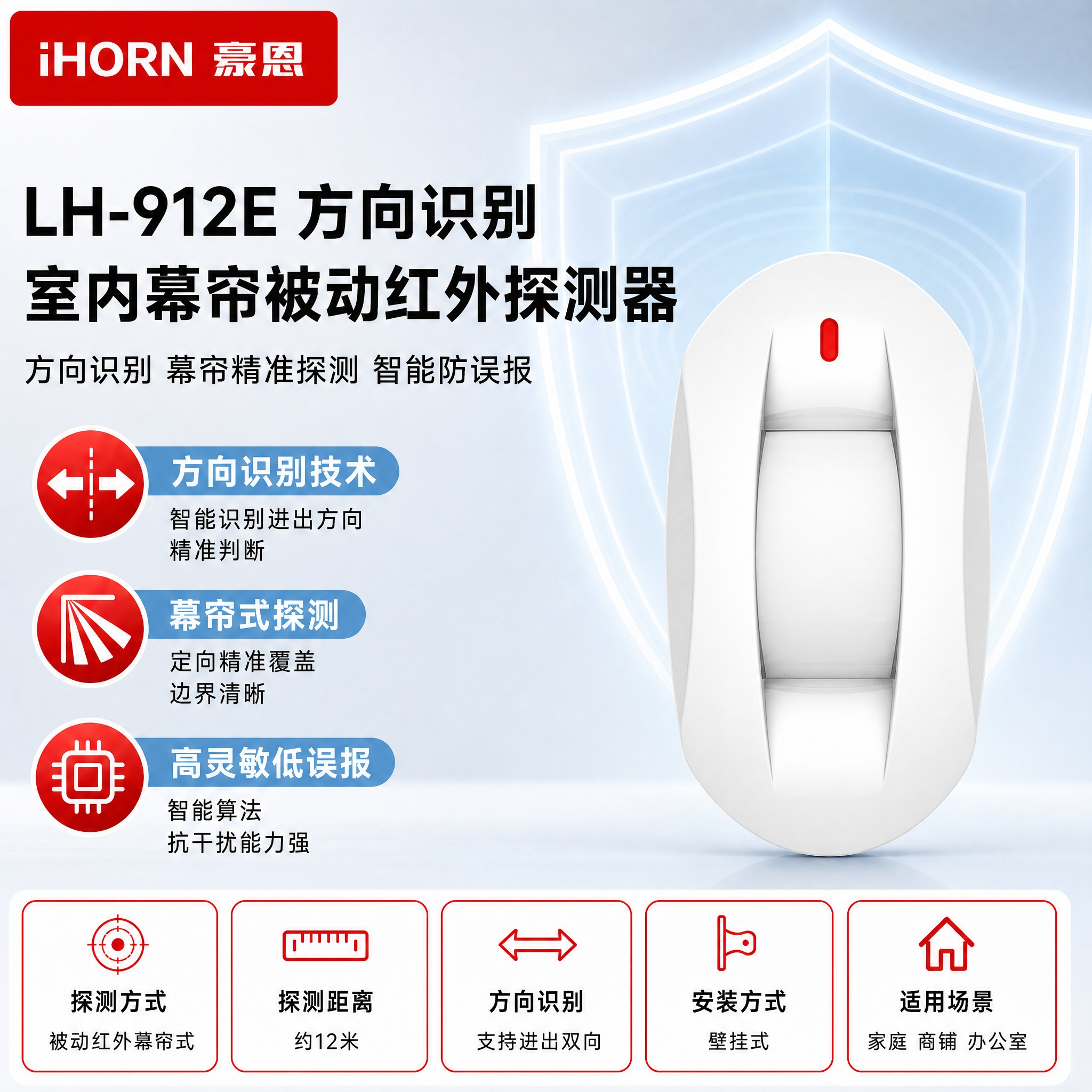 [主图-1] LH-912E 方向识别室内幕帘被动红外探测器… - 图片创意预览