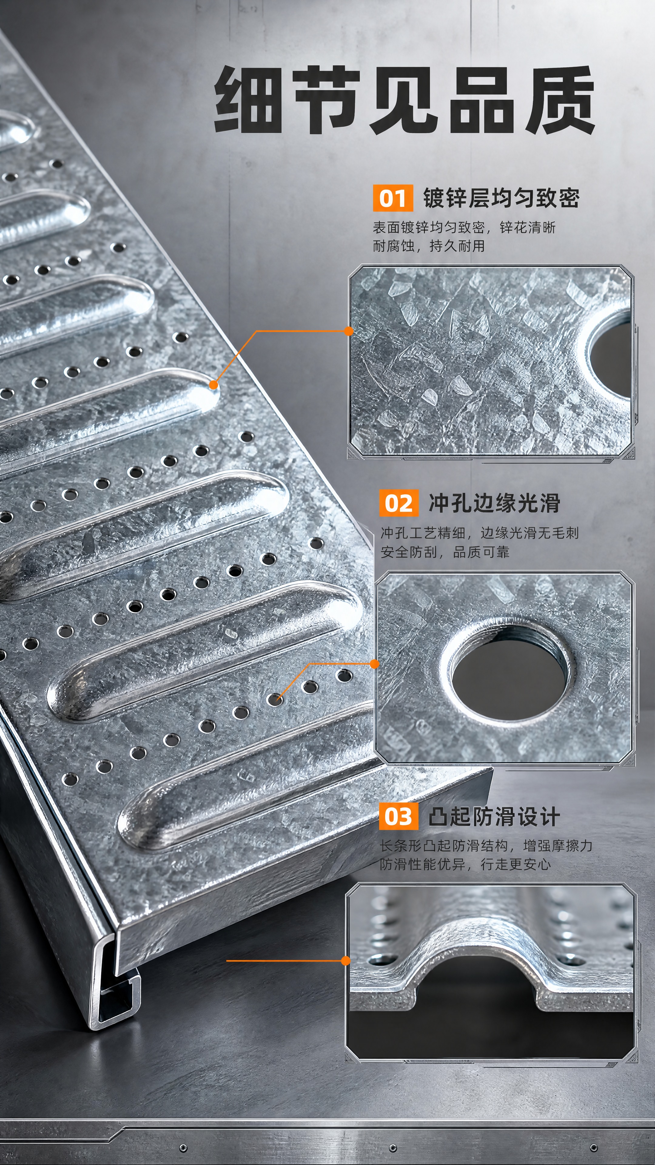 [商品] 使用【图1】镀锌防滑钢格板；保留银色镀锌材质、长条形… - 图片创意预览