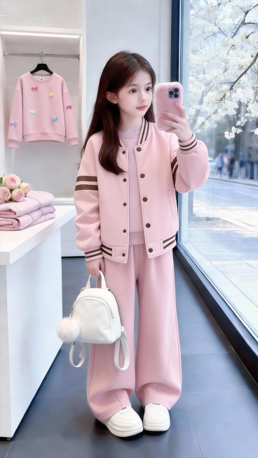 把图1的衣服和裤子给图的2的人物穿上，保留原场景光影，保持图2的人物的五官和发型不变，图片宽高尺寸不变，背景不变，人物姿势不变，保持图1的衣服和裤子的款式和颜色不变预览效果