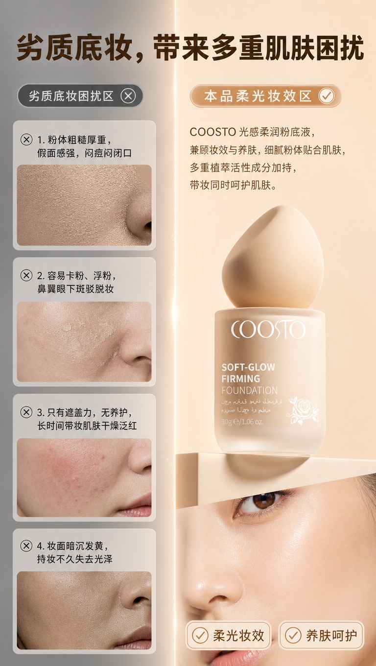 [商品] 使用【图1】COOSTO 光感柔润粉底液，保留磨砂玻… - 图片创意预览