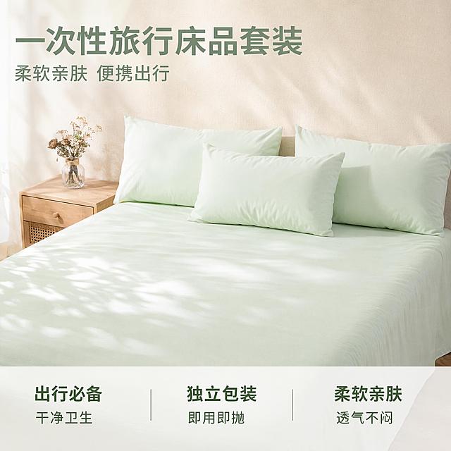 使用电商主图技能生成5张比例1:1的电商主图，适配平台为淘宝/天猫，商品为「图片1」，商品卖点为一次性床单被套枕套被罩，柔软亲肤，便携出行