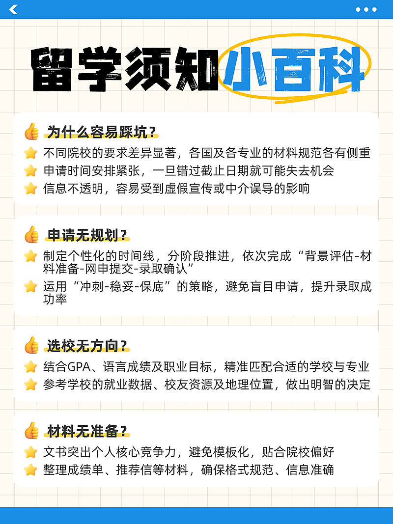 简约现代风留学须知小百科知识分享小红书配图