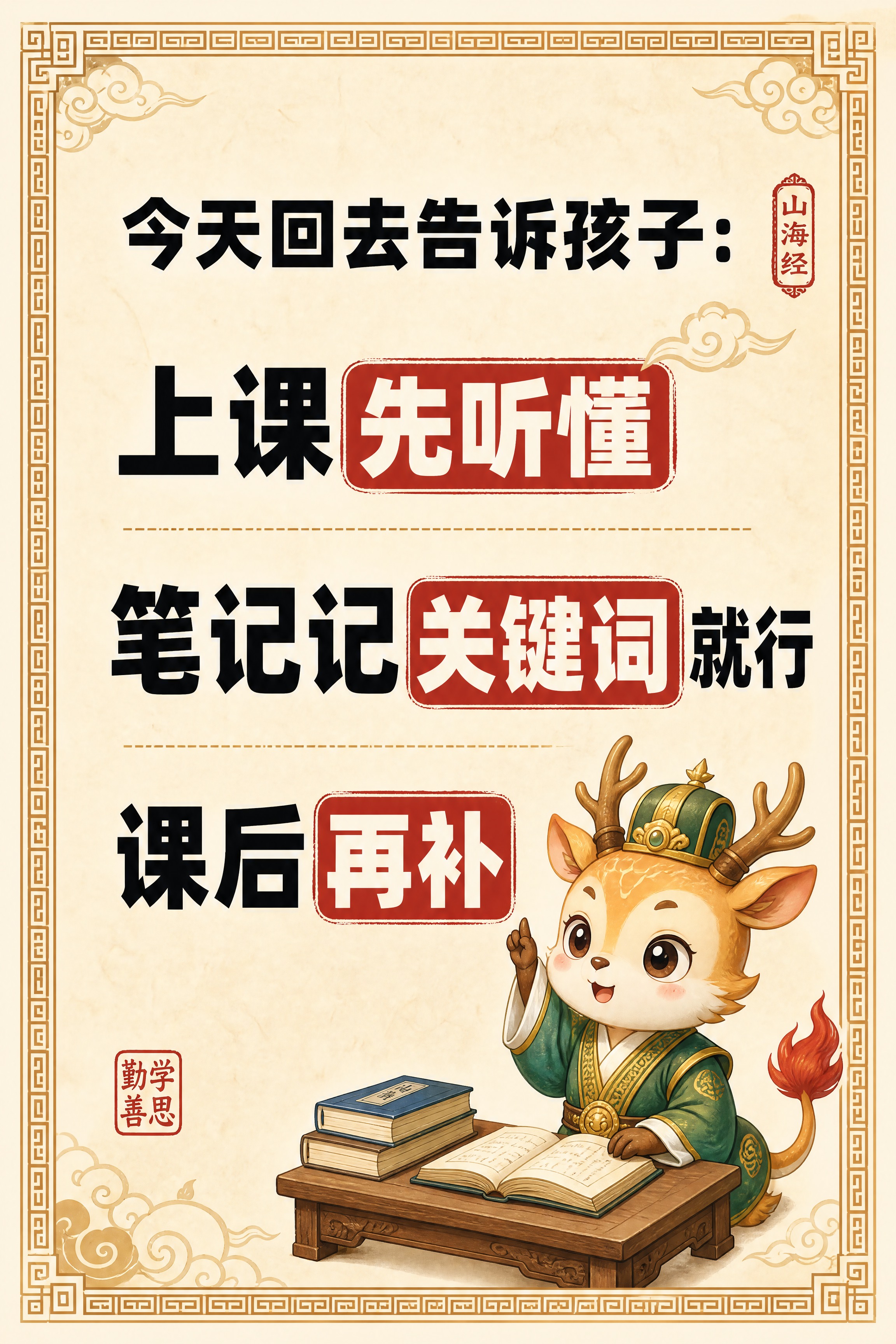 小红书笔记内页，大字卡片风格，国风山海经风格，米黄色宣纸纹理背… - 图片创意预览