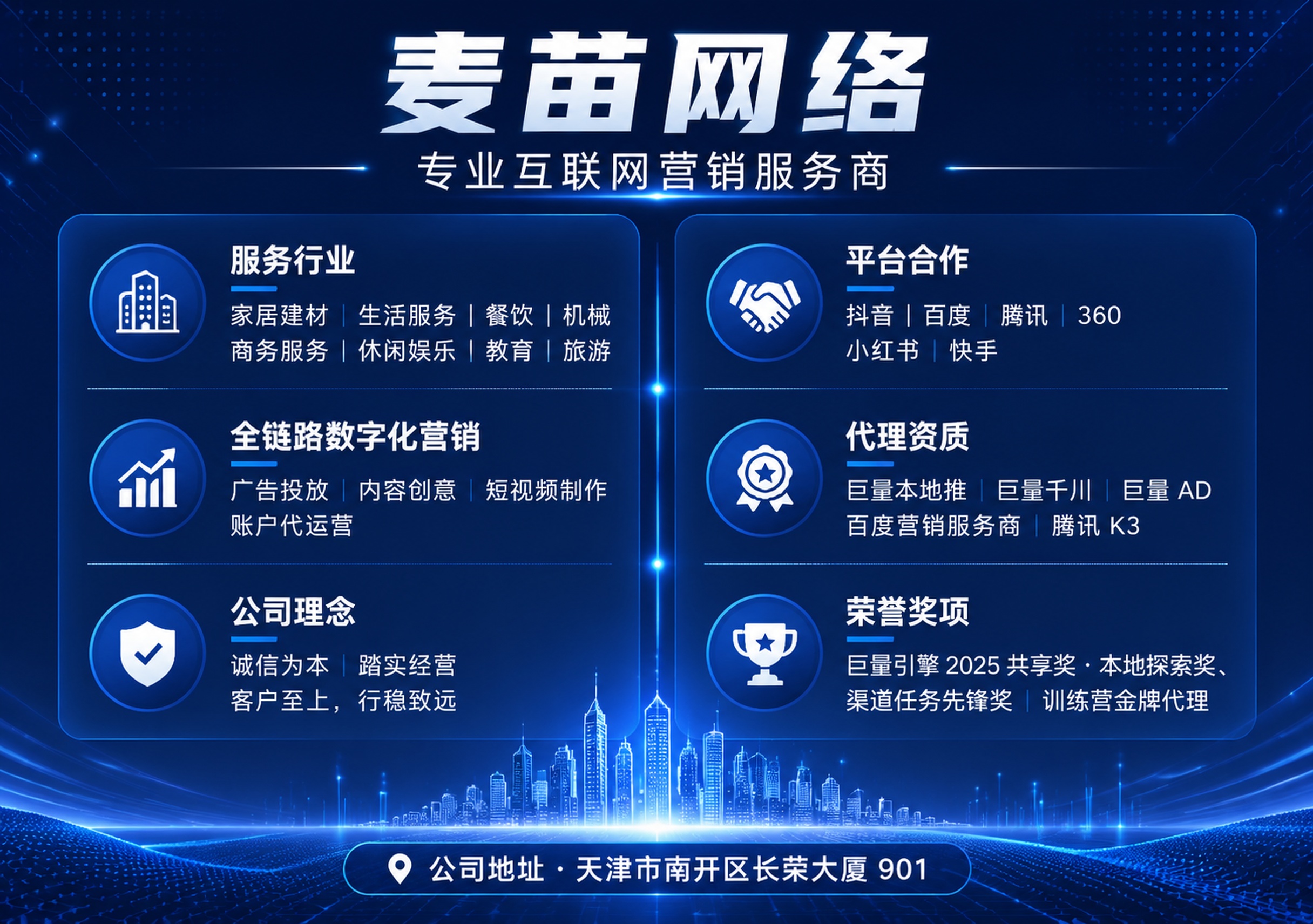 为“麦苗网络”设计一张专业互联网营销服务商的企业宣传海报，整体… - 图片创意预览