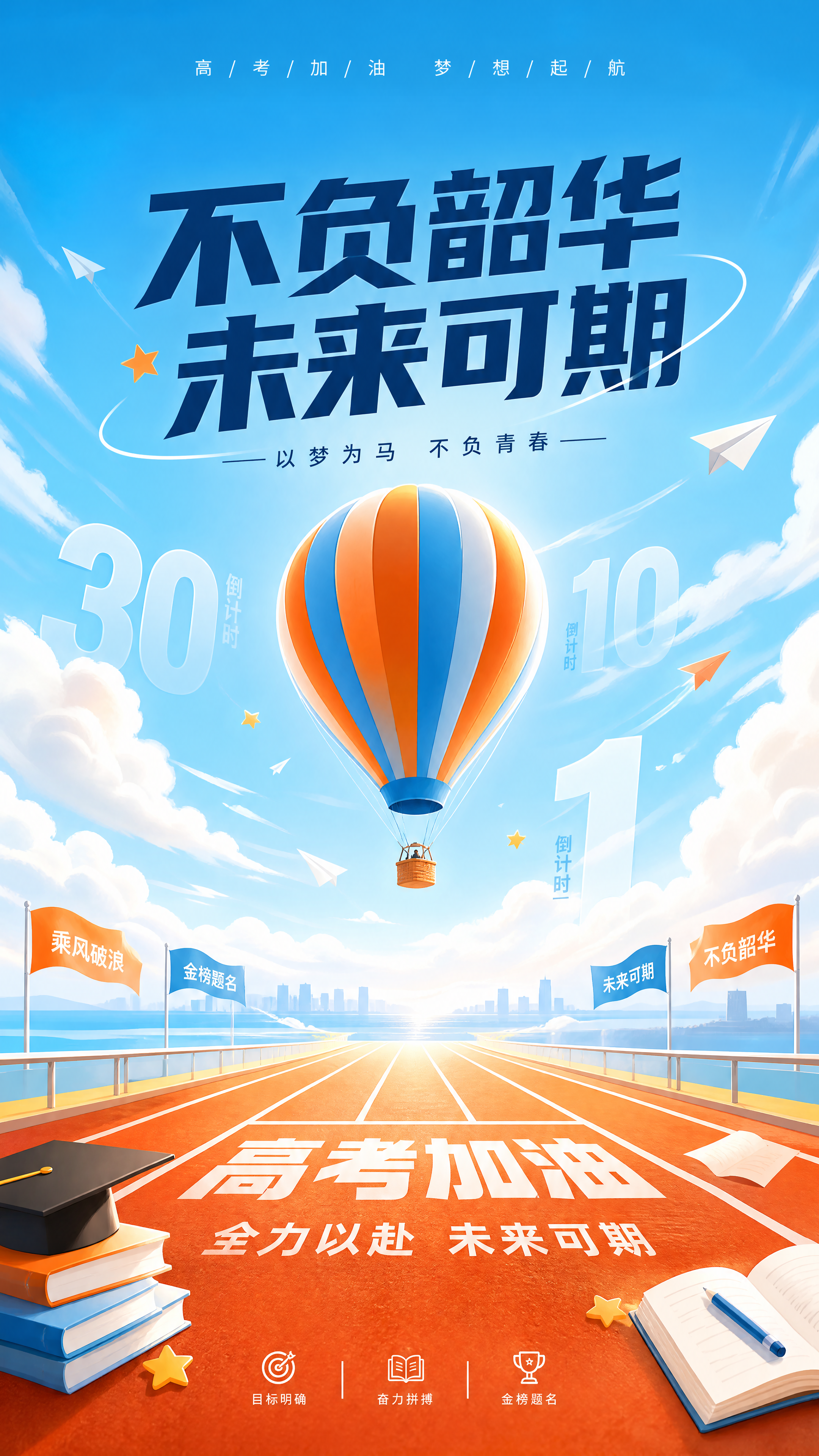 高考加油祝福通用青春励志感竖版海报 - 图片创意预览