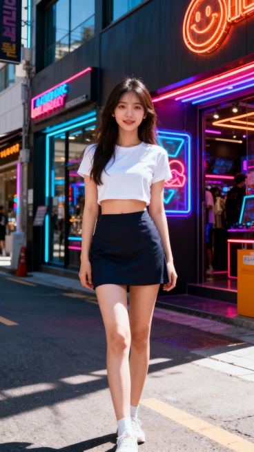 生成50张漂亮小姐姐全身照片，穿超短裙的，单张单张，不要合集预览效果