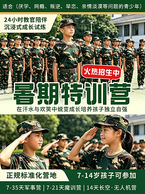 暑期青年特训夏令营招生宣传小红书封面