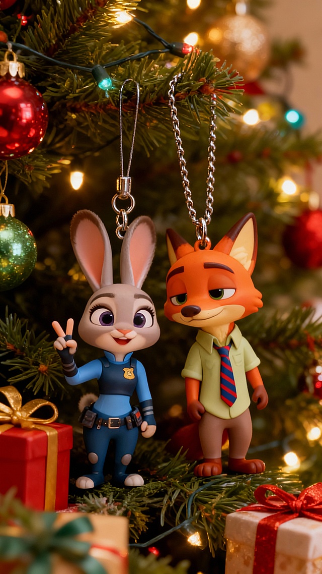 把人物做成手办挂件，并挂在圣诞树上