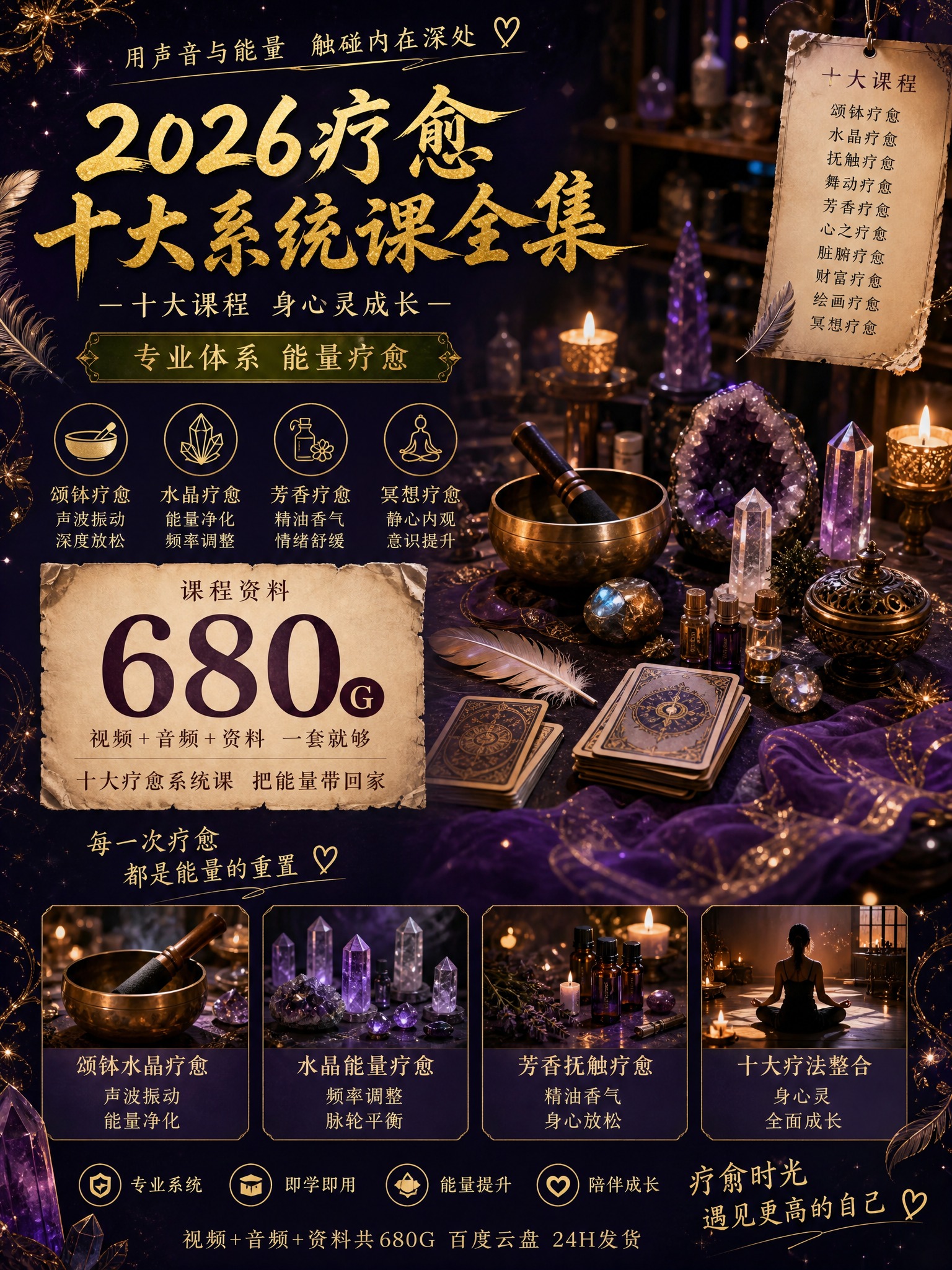 参考图的版式风格和排版结构，生成一版2026疗愈十大系统课全集… - 图片创意预览