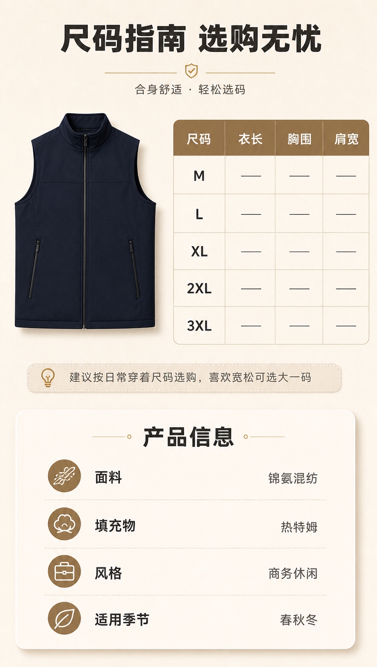 [商品] 使用【图4】藏青色马甲（平铺正面示意）；商品处理：保… - 图片创意预览