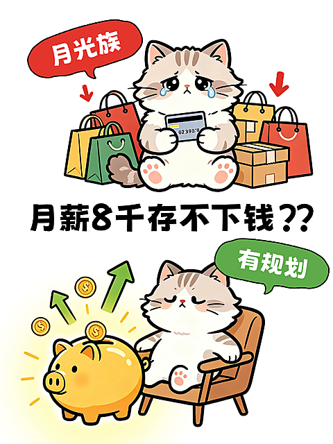 理财知识科普卡通吸睛对比图小红书封面