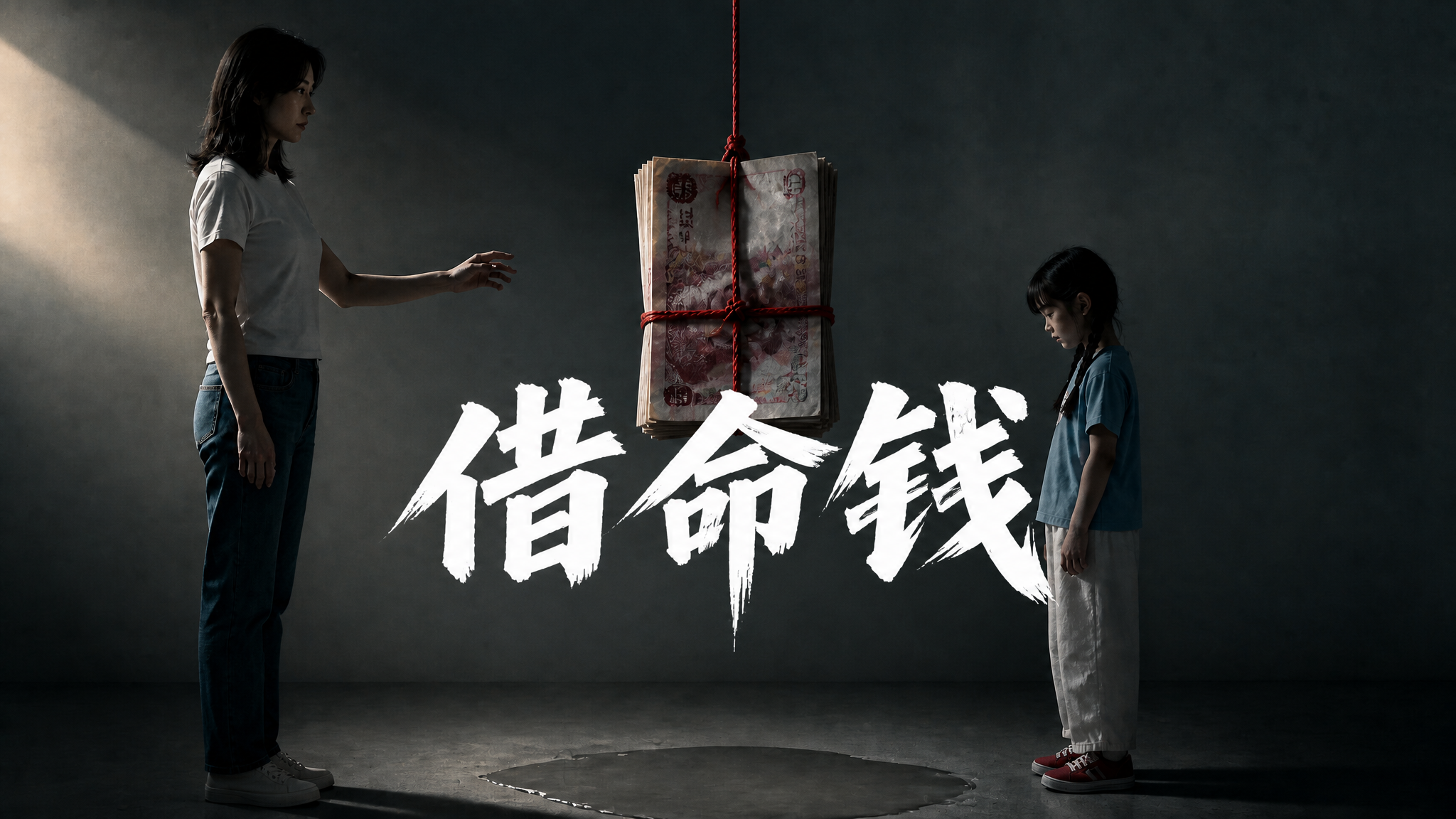 将图片底部的“借命钱”三个大字标题颜色改为纯白色，保持原有书法… - 图片创意预览